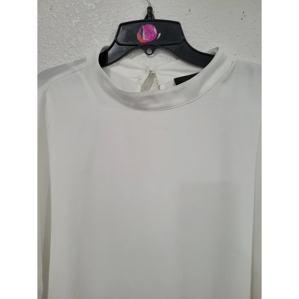 Halogen Womens White Mock Neck Keyhole Back Sleeveless Blouse‎ Plus Size 1 #22
